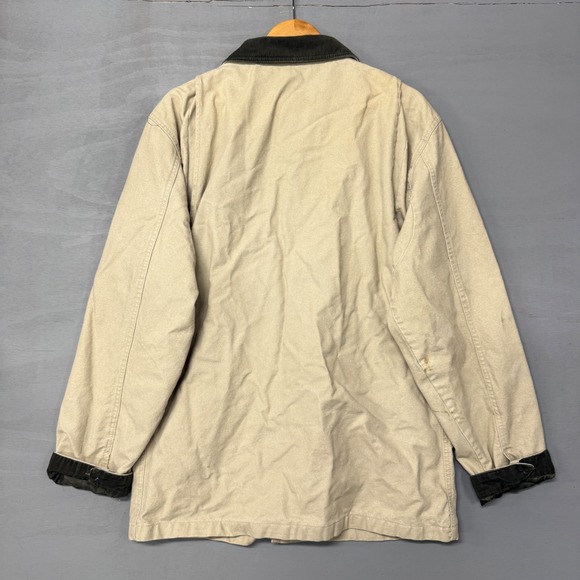 L.L.Bean Vintage Barn Coat Tan 90s Wildlife Print Lining Corduroy Collar XL - Picture 4 of 11